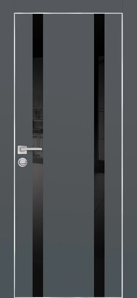 Межкомнатная дверь PX-9  AL кромка с 4-х ст. Графит матовый
