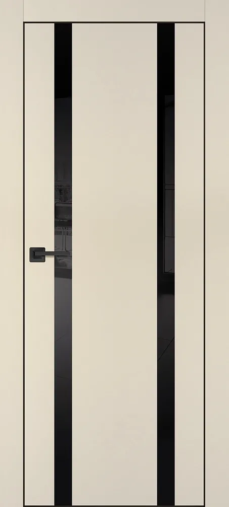 Межкомнатная дверь PX-9  черная кромка с 4-х ст. Бежевый матовый